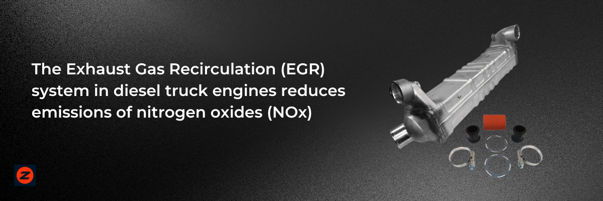 The Exhaust Gas Recirculation (EGR) system in diesel truck engines reduces emissions of nitrogen oxides (NOx).