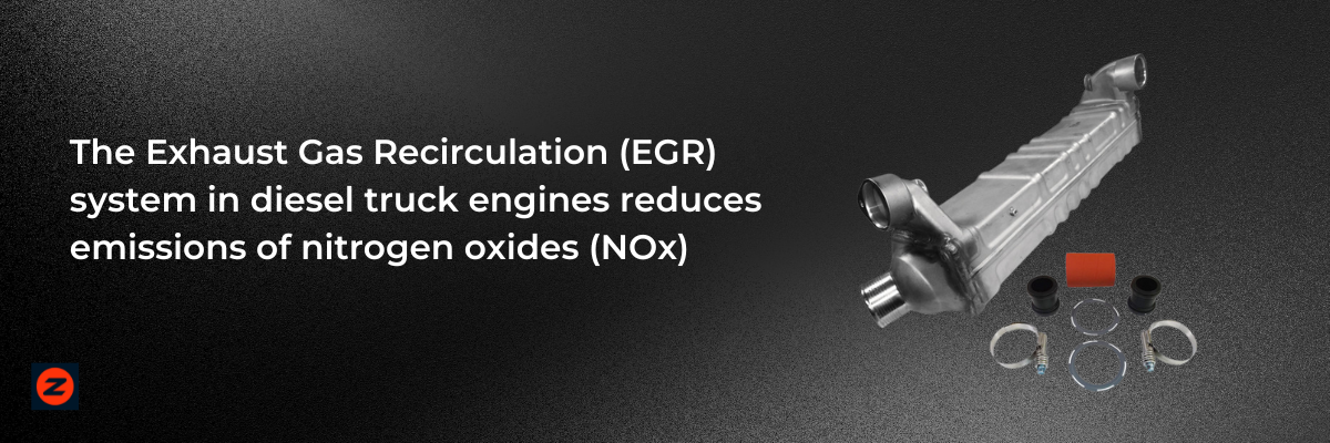 The Exhaust Gast Recirculation (EGR) system in diesel truck engines reduces emissions of nitrogen oxides (NOx).